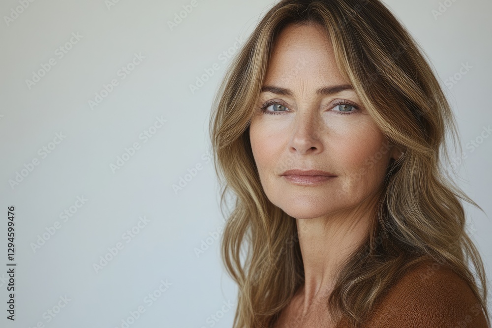 A middle-aged woman with shoulder-length wavy blonde hair, looking directly at the camera with a serious expression against a light gray background. A middle-aged woman with shoulder-length wavy blonde hair, looking directly at the camera with a serious expression against a light gray background.