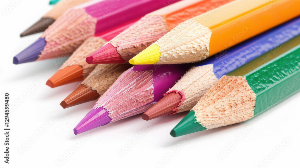 Fototapeta premium Colored pencils isolated on white background.