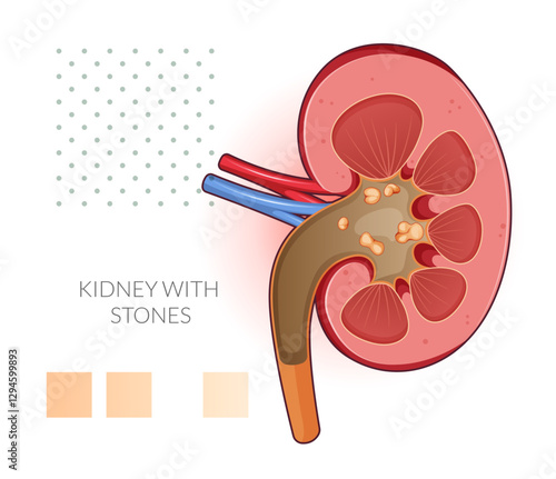 Kidney Stone Removal - Percutaneous Nephrolithotomy - Stock Illustration