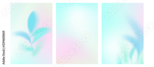 Set gradient spring vertical background. Abstract gradation green yellow backdrop. Spring summer blur shadow leaves. Season stories. Gradient mesh illustration. Post banner social media sale promotion