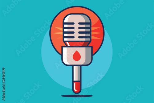 A vibrant, flat design of a mic drop graphic showcases a microphone with bold colors and elements, Mic drop Customizable Flat Illustration