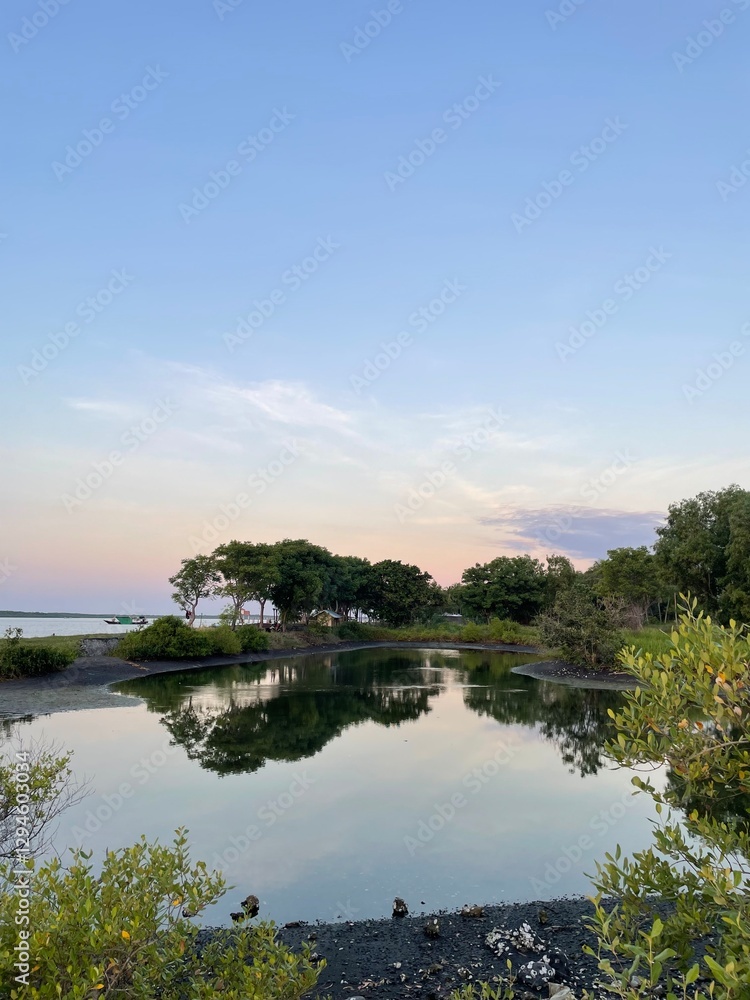 Obraz premium A landscape and nature view like a mountain,sky and water