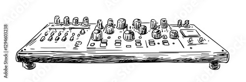 dj mixer hand-drawn vector illustration in ink style