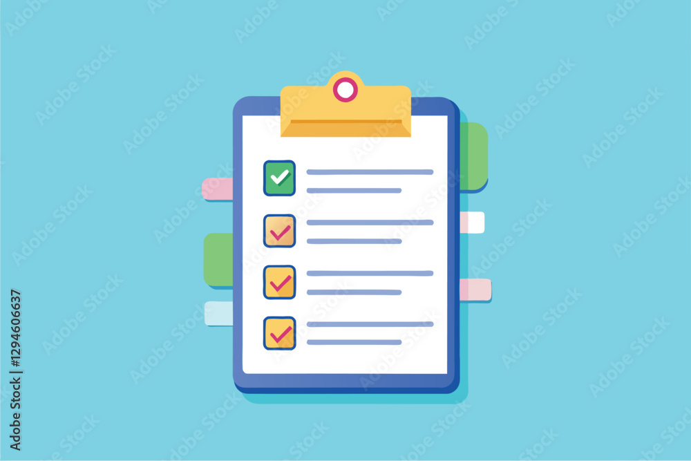 A customizable note list featuring checkboxes for tasks, visually designed for mobile use and organization, Mobile note list Customizable Semi Flat Illustration A customizable note list featuring checkboxes for tasks, visually designed for mobile use and organization, Mobile note list Customizable Semi Flat Illustration
