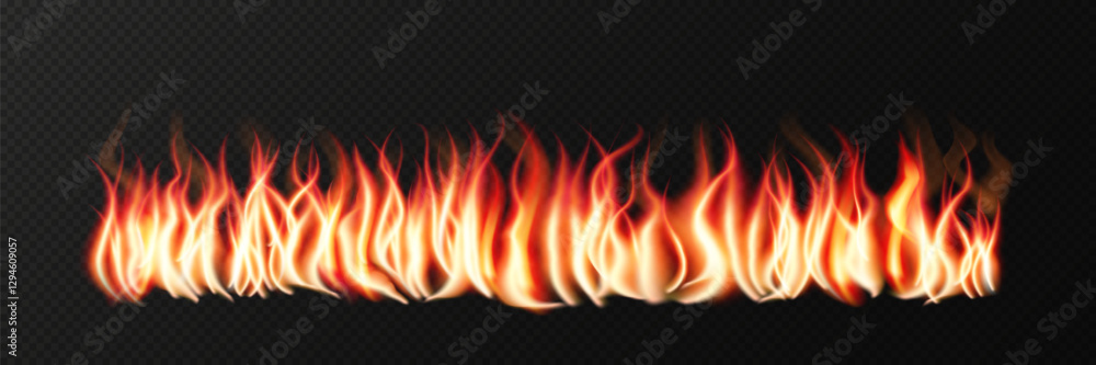 Flaming hot fire with realistic burning lines and fiery explosions. A detailed vector illustration featuring glowing orange flames and heat effects on a black background. Perfect for bonfire designs Flaming hot fire with realistic burning lines and fiery explosions. A detailed vector illustration featuring glowing orange flames and heat effects on a black background. Perfect for bonfire designs