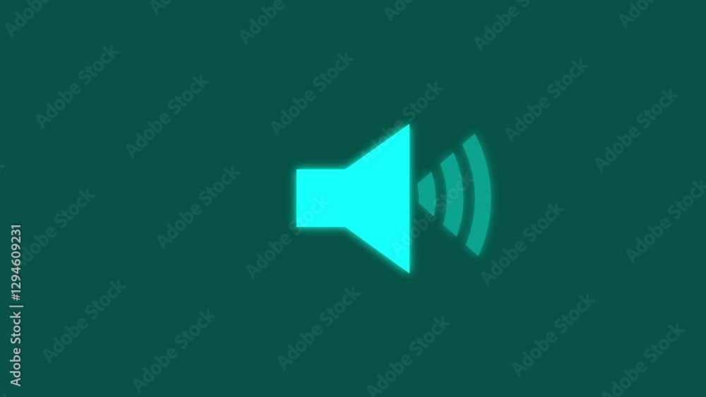 cyan sound icon audio music speech frequency speaker animation and black background Volume with sound wave animated cyan sound icon audio music speech frequency speaker animation and black background Volume with sound wave animated