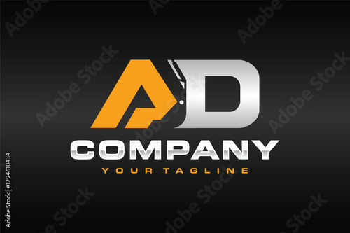 letter AD excavator logo