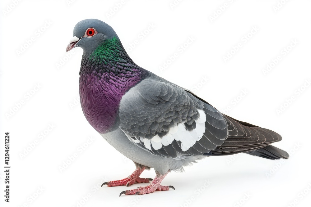 A rock pigeon isolated on a white background A rock pigeon isolated on a white background