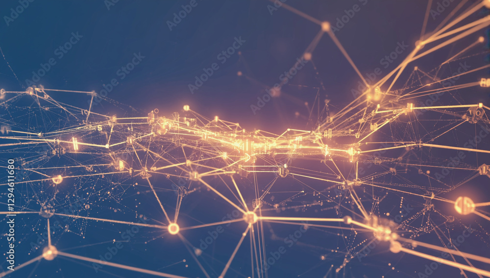 Fototapeta premium Abstract digital data with neural network visualization