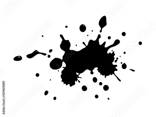 Black ink splatter with dripping effect