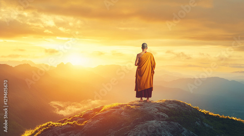 Tibetan Monk Meditating Under Tree