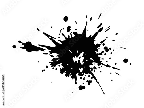 Black grunge ink splatter with chaotic strokes