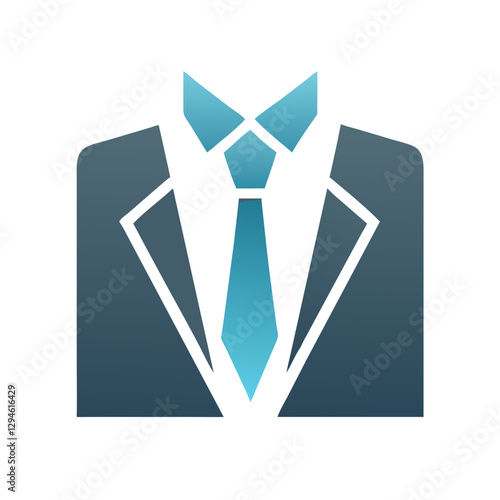 Minimalist business suit with blue tie icon