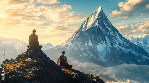 Tibetan Monk Meditating Under Tree