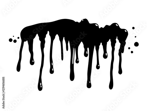 Black dripping paint with irregular shape