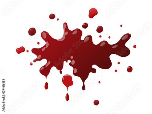 Red blood splatter with dripping effect