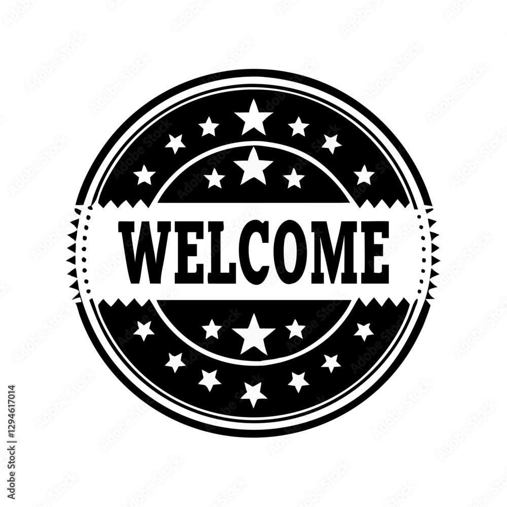 Fototapeta premium Circular welcome stamp with stars