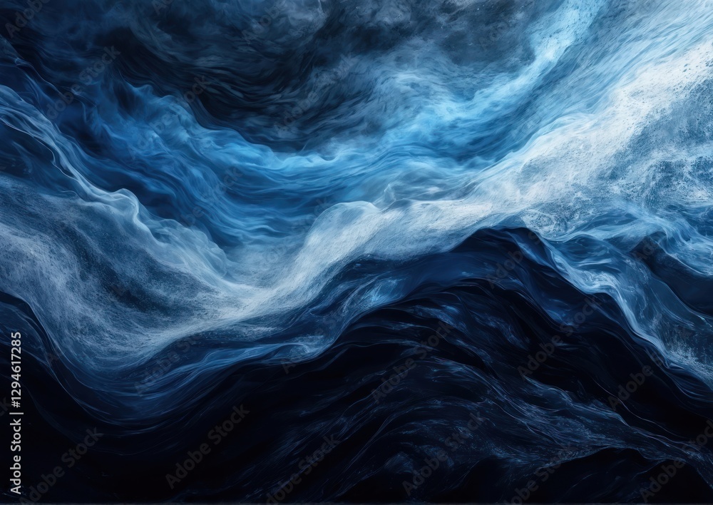 Fototapeta premium Blue Azure and White Flowing Abstract Waves. Modern Dynamic Background for Design Projects