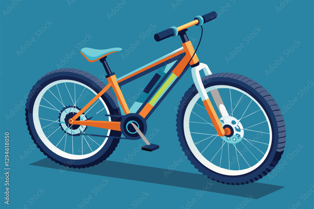 Fototapeta premium A detailed illustration of a vibrant mountain bike that allows for customization in design and features, Mountain bike Customizable Isometric Illustration