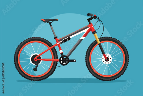 A vibrant mountain bike with a unique design, showcasing customizable features and bright colors, Mountain bike Customizable Disproportionate Illustration
