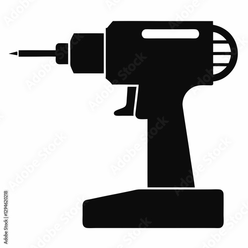 Simple Drill Machine Silhouette Vector Design