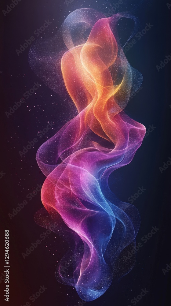 Vibrant Colorful Abstract Smoke Flowing in Dark Space Background Vibrant Colorful Abstract Smoke Flowing in Dark Space Background