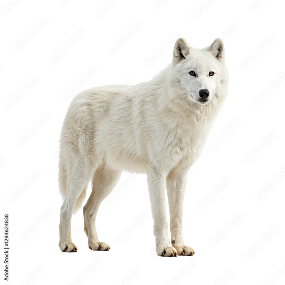 Fototapeta premium Arctic White Wolf, isolated on transparent background