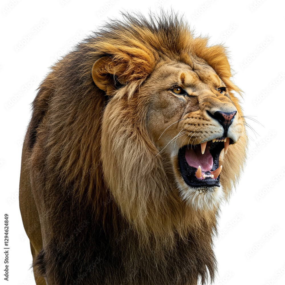 Roaring Male Lion, isolated on transparent background Roaring Male Lion, isolated on transparent background