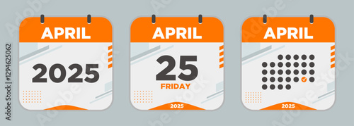 Modern Calendar icon. April. 2025 25 day. The concept of waiting for an important date. Day calendar with date April 25. Cheklist day calendar. Vector illustration.