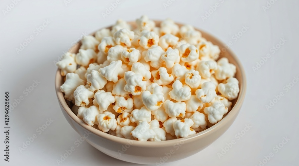 a bowl full of popcorn in a ceramic beige bowl a bowl full of popcorn in a ceramic beige bowl