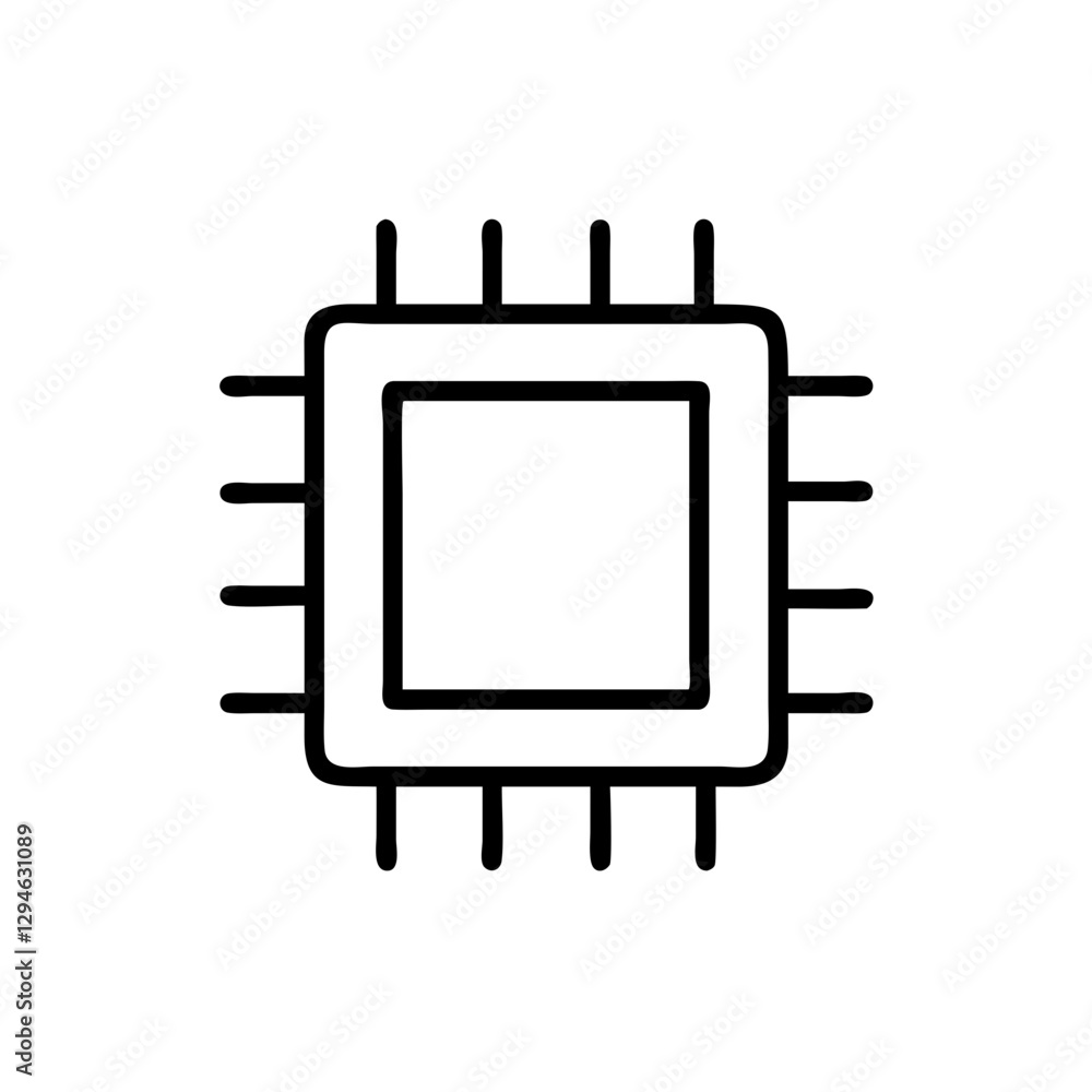 a minimal black and white image of a computer processor or CPU chip, representing technology and innovation a minimal black and white image of a computer processor or CPU chip, representing technology and innovation