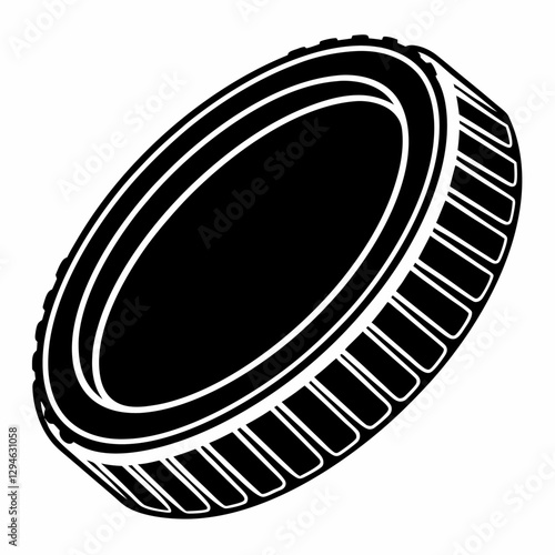 a monochrome illustration of a single coin