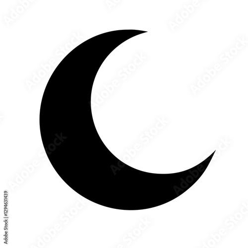 a simple black crescent moon isolated. Suitable for a variety of uses, it represents the night sky, fantasy, and mystery