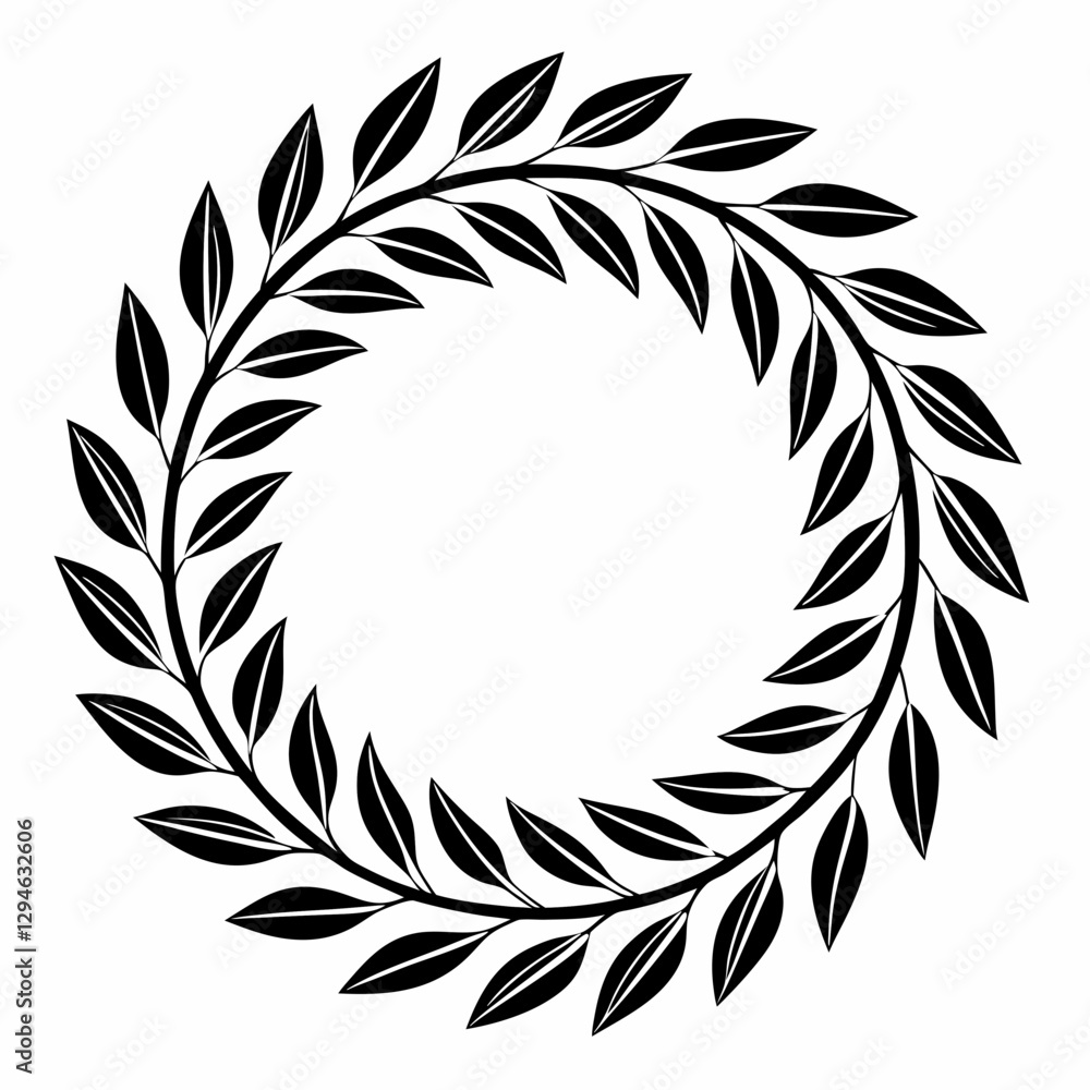 Obraz premium a circular wreath of laurel leaves, symbolizing victory and achievement, against an isolated background. The leaves are arranged in a symmetrical pattern to create a harmonious design