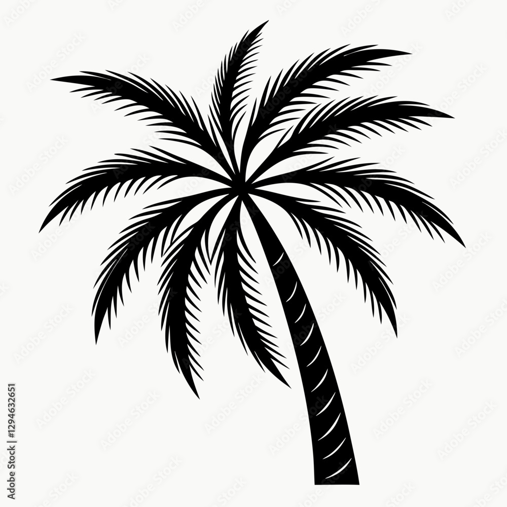 a black and white illustration of a palm tree against the light background, ideal for design assets a black and white illustration of a palm tree against the light background, ideal for design assets