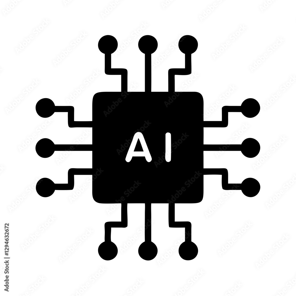 black and white AI (Artificial Intelligence) chip representing technology and innovation black and white AI (Artificial Intelligence) chip representing technology and innovation