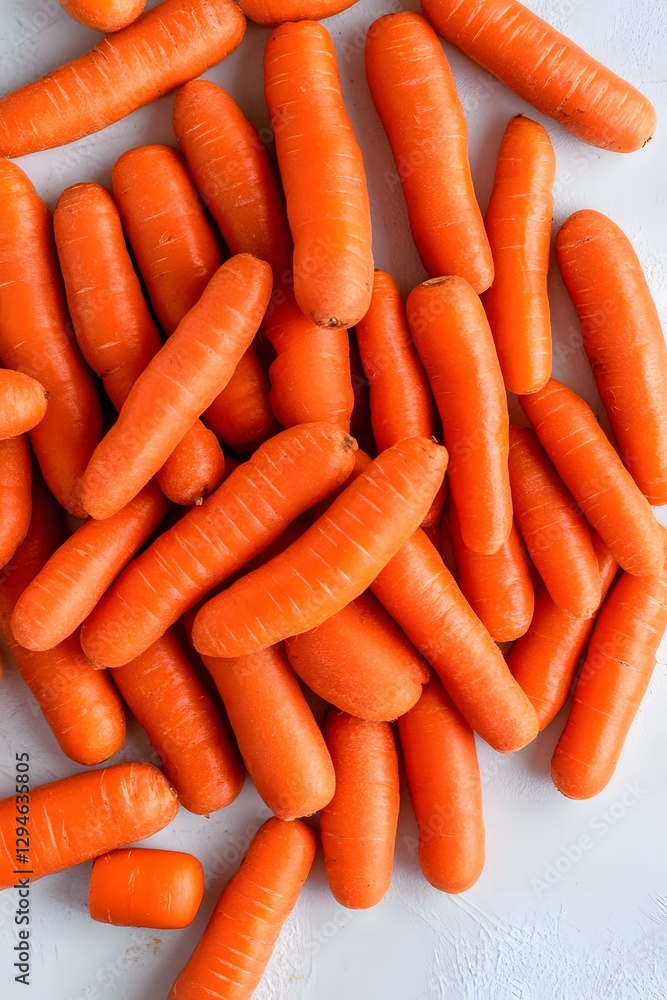 A Pile of Fresh Organic Baby Carrots, Healthy Vegetable Food