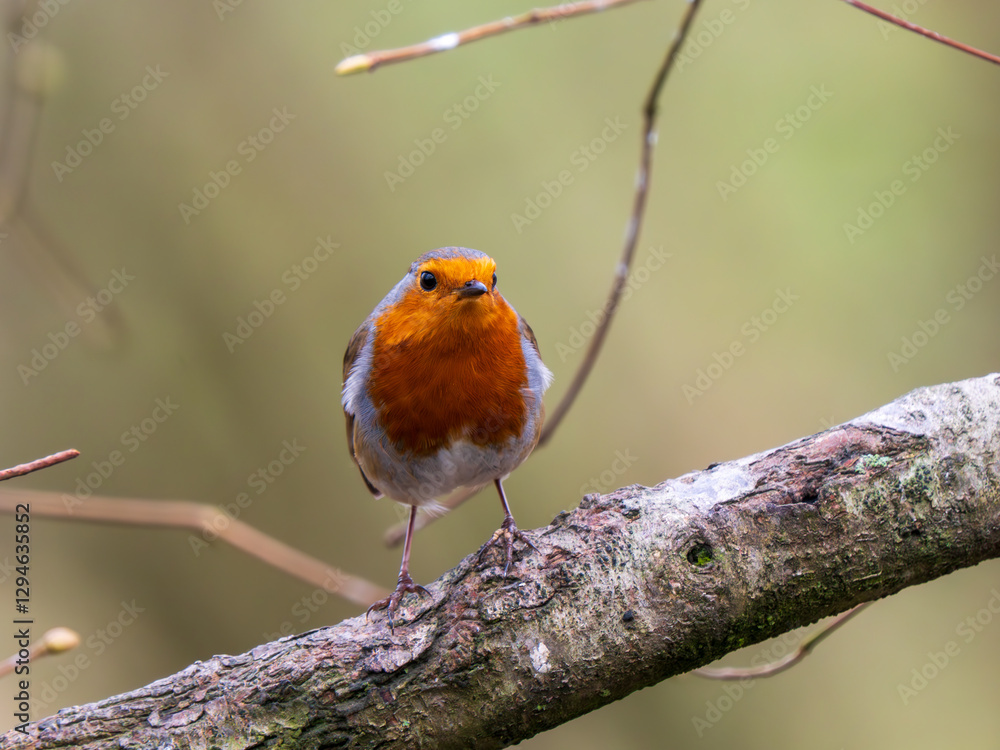 Robin Perched on a Branch