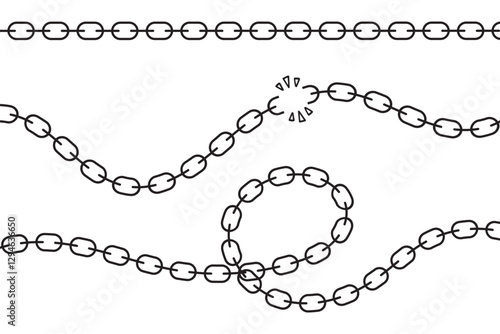 Link icon. Link chain icon Simple thin outline. Link Break Icon - Line. Set of black chain link icons in different styles, representing connection, hyperlinks, and attachment concepts. Design EPS 10
