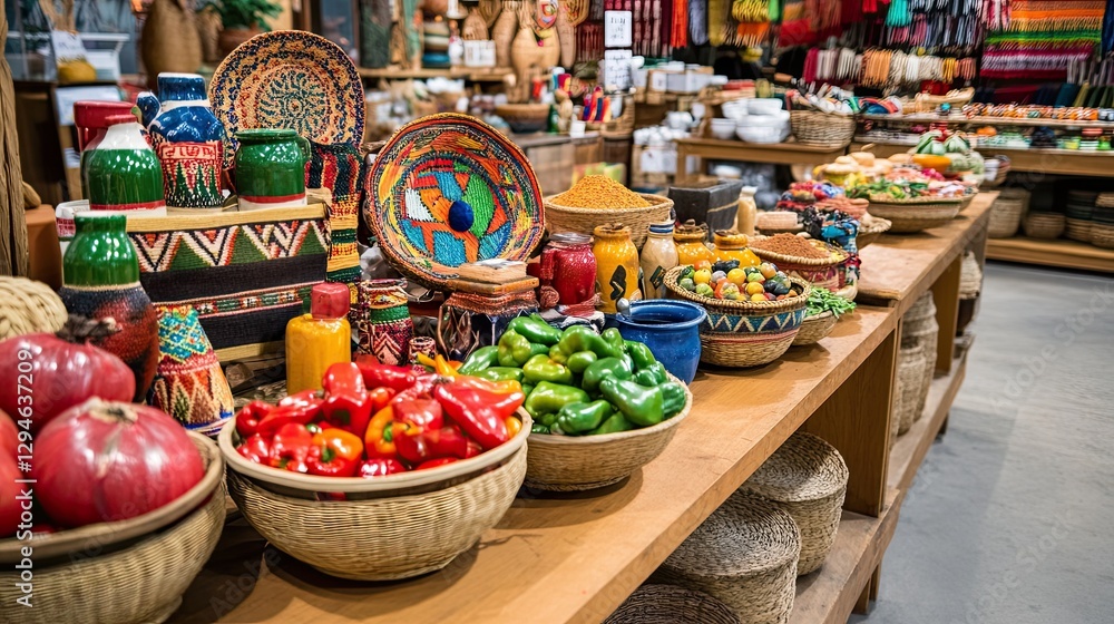 Fototapeta premium Colorful artisanal goods display in store