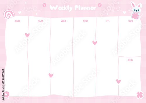 Cute weekly planner pastel color