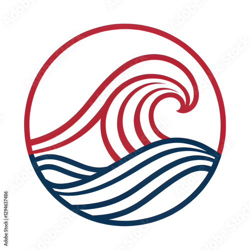 Wallpaper Mural Stylized wave logo design in red and navy colors featuring dynamic ocean waves and copy space Torontodigital.ca
