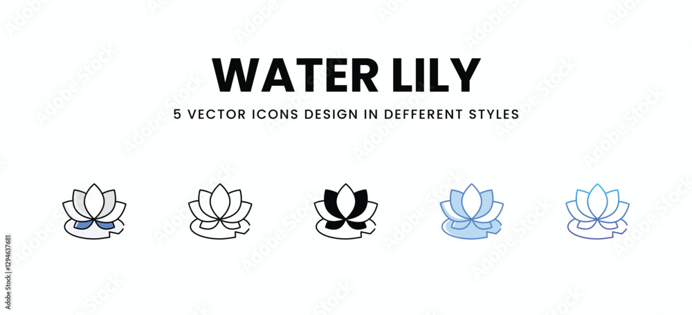 Water Lily vector icons set stock illustration Water Lily vector icons set stock illustration