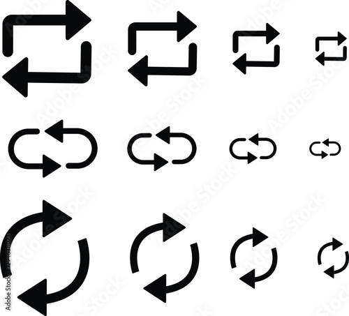 Refresh reload icon flat set. isolated on transparent background. update, Refresh, reload animation Circular Arrow sign rotation Cyclic Reiteration or renewal symbol.