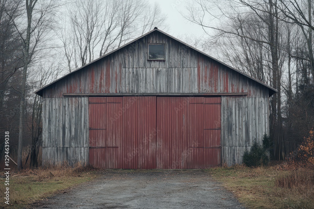 Spacious Grey Metal Barn Surrounded by Gravel - A Steel Workshop and Garage for Country Living Spacious Grey Metal Barn Surrounded by Gravel - A Steel Workshop and Garage for Country Living