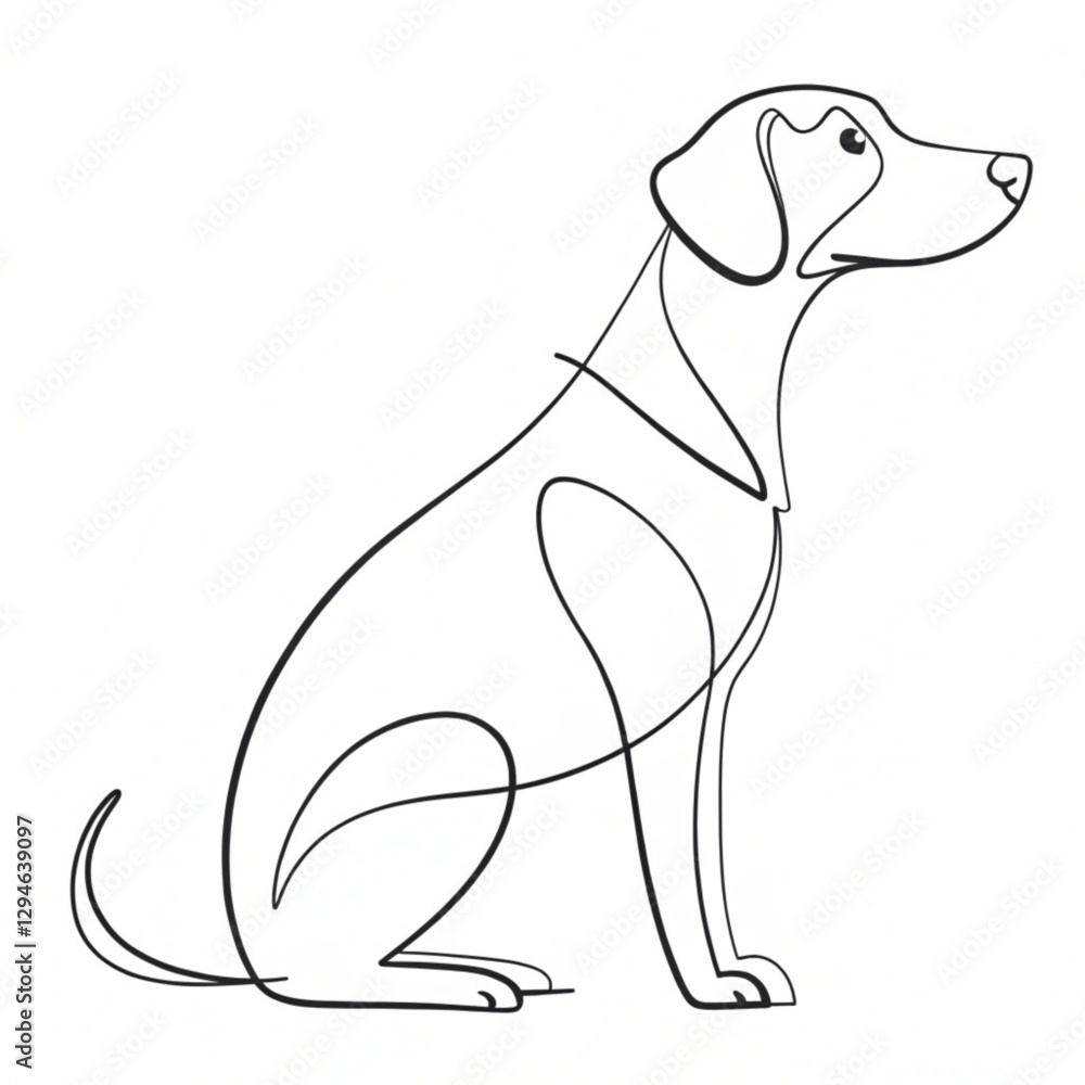 Obraz premium Simple One-Line Dog Drawing in Black and White