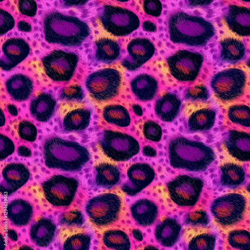Bright Purple Leopard Print with Intense Contrast and Dramatic Highlights