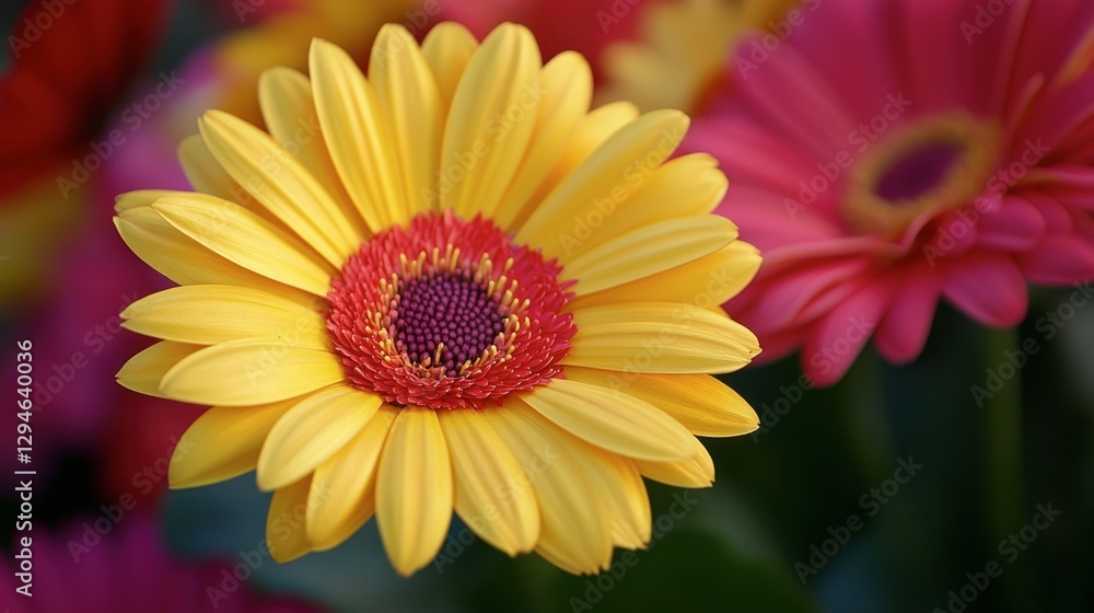 A cheerful gerbera daisy in bright, vivid color tones. A cheerful gerbera daisy in bright, vivid color tones.