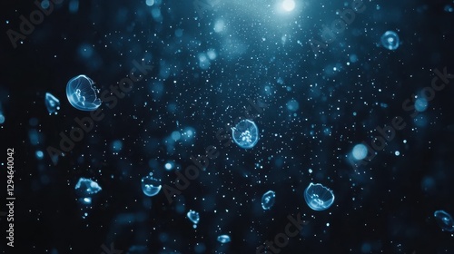 Wallpaper Mural Ethereal Jellyfish Swimming in Deep Blue Ocean with Light Rays Torontodigital.ca