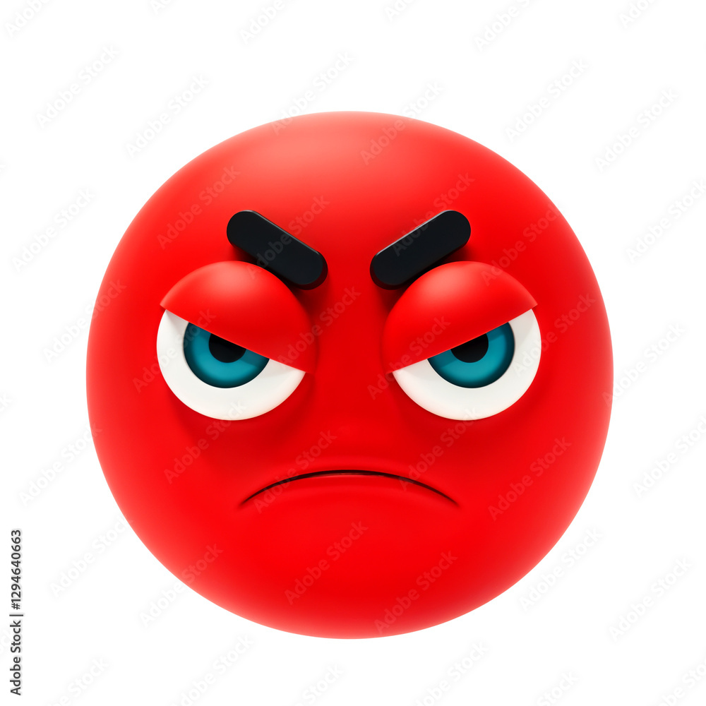 Red angry face emoji with furrowed brows and intense eyes Red angry face emoji with furrowed brows and intense eyes